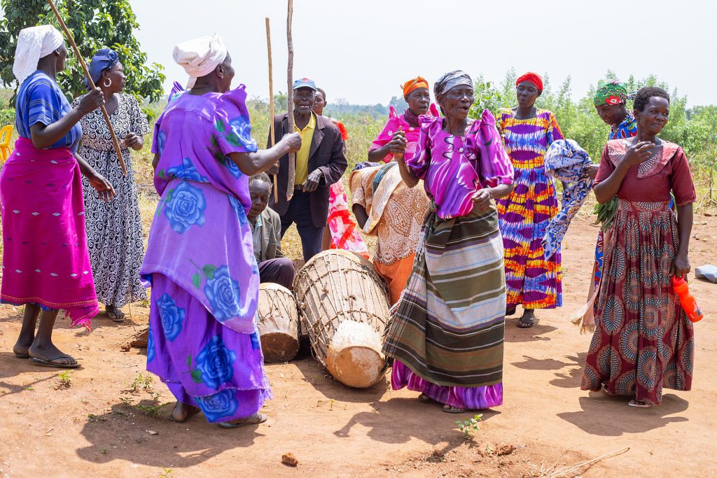 Community members gathered for a celebration in Uganda