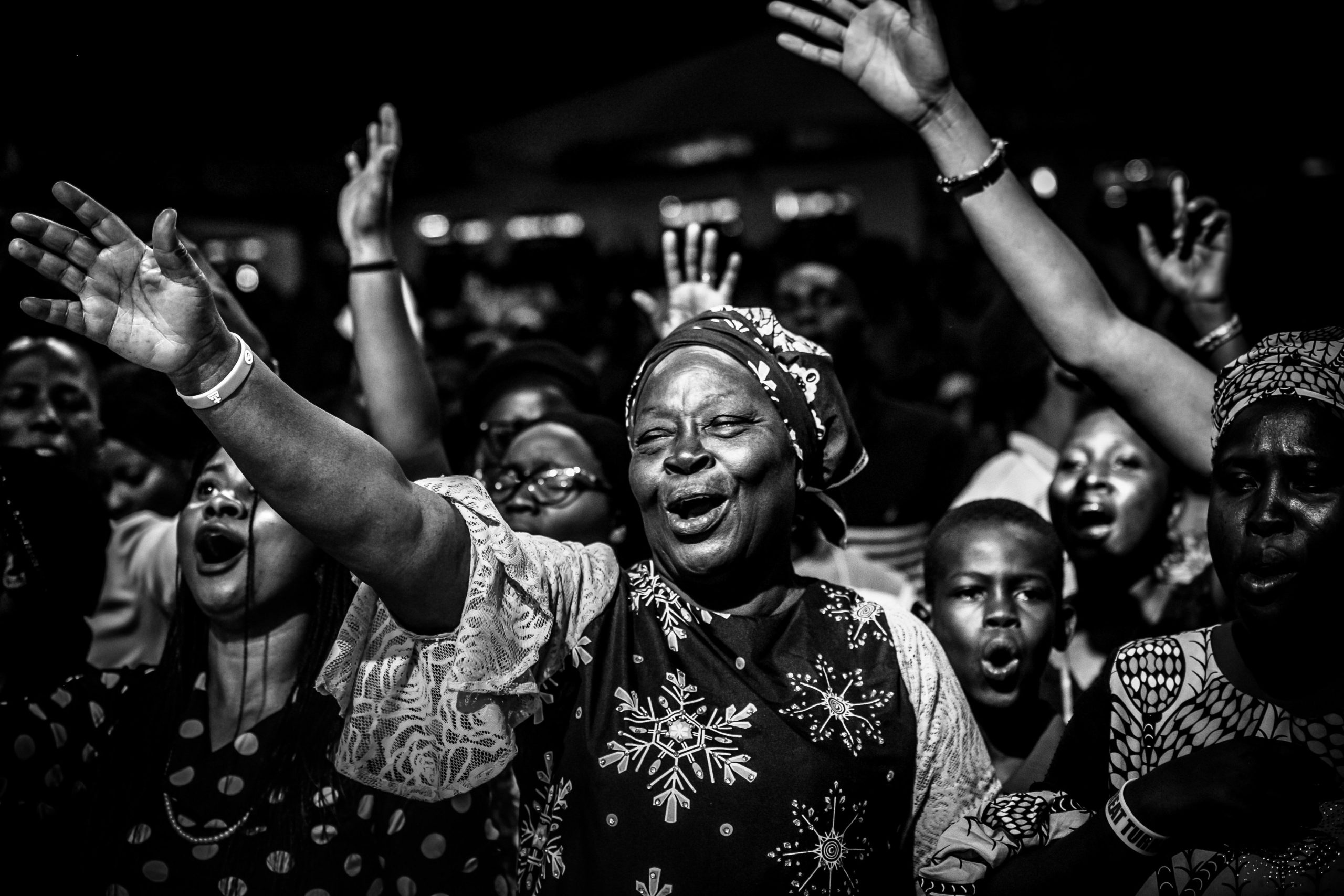 A worshipper singing during praise