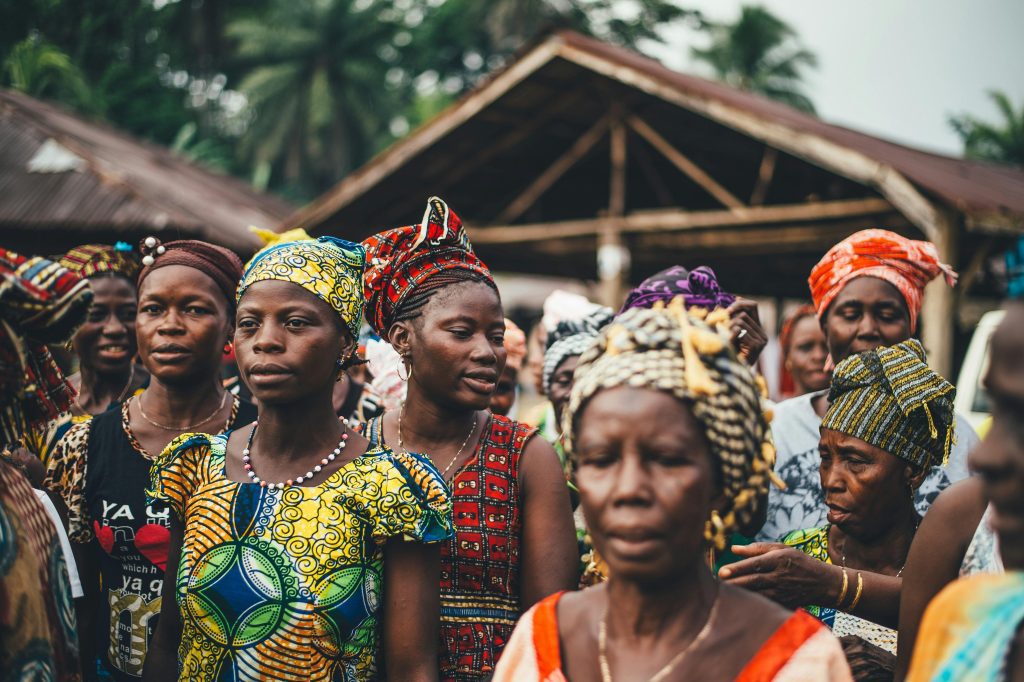 Women of the community in colourful traditional dress