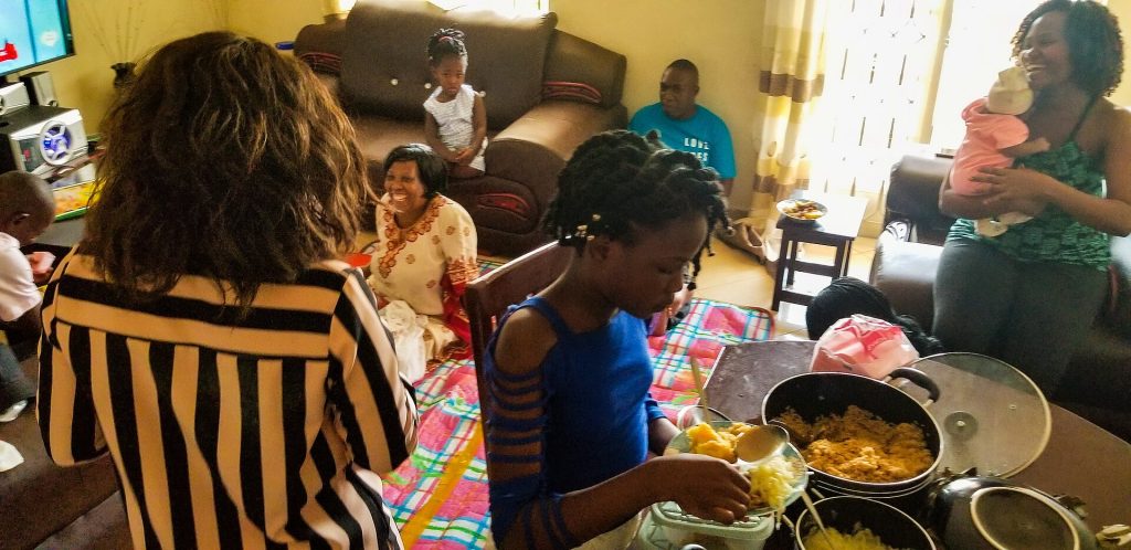 A family sharing lunch together at home