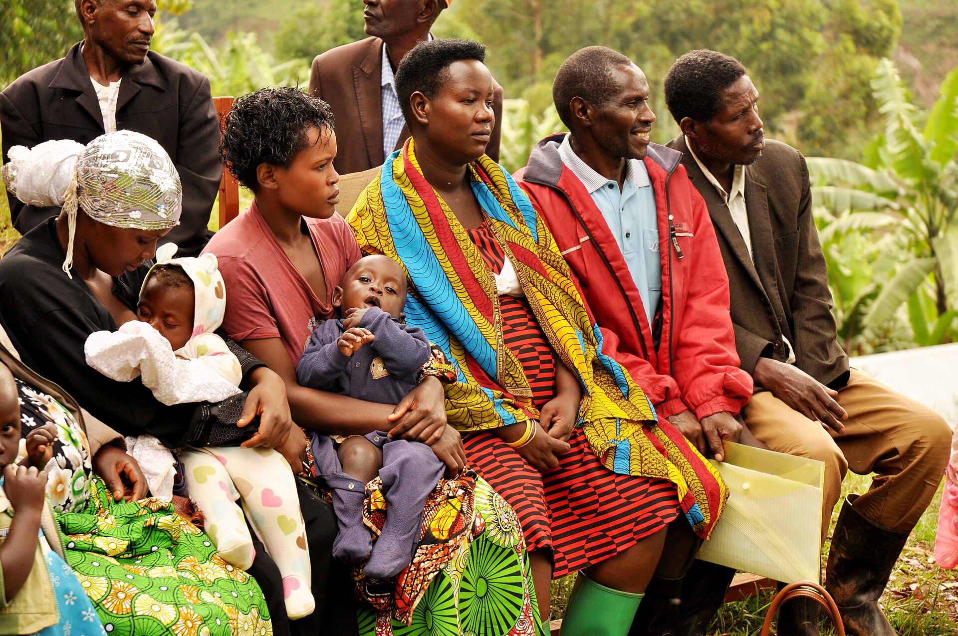 Mothers with their babies at a community gathering