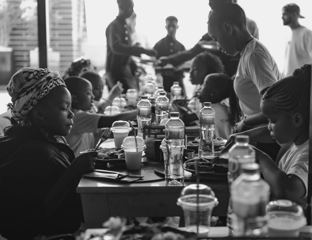 Friends sharing a fellowship meal together